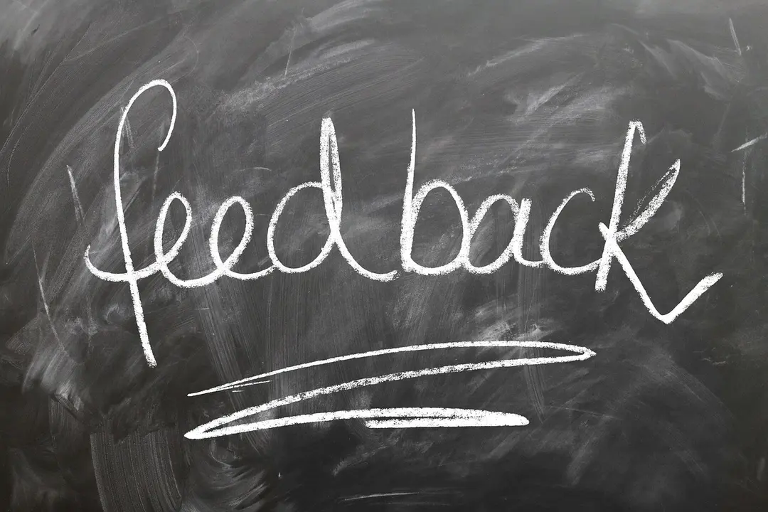 Chalkboard with the word 'feedback' written in white chalk.