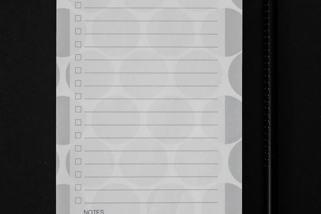A vertical page with many checkboxes and lined sections for notes, resembling a homeowner’s checklist.