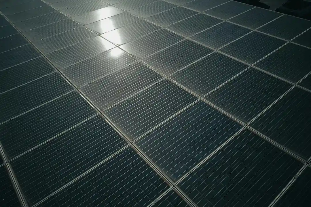 Close-up of solar panels installed on a rooftop.